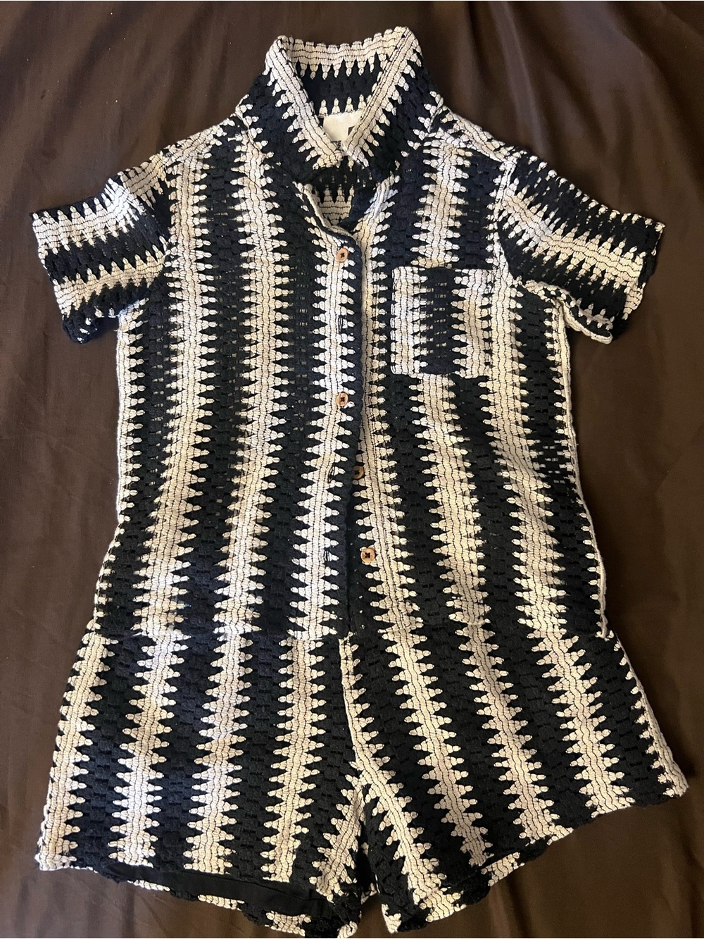 Cotton On Black & White Crochet Knit Matching Set - Shorts & Top